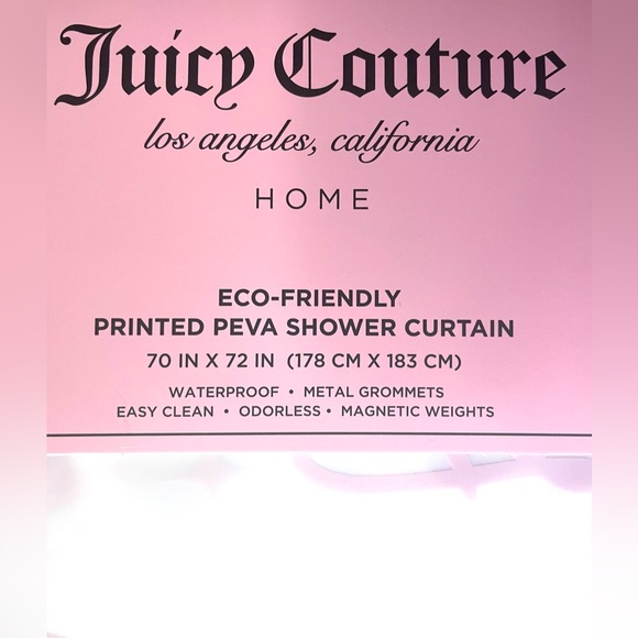 Juicy Couture Semi-Clear Pink White Lavender Shower Curtain Liner PEVA 70x72 NWT - Picture 5 of 5